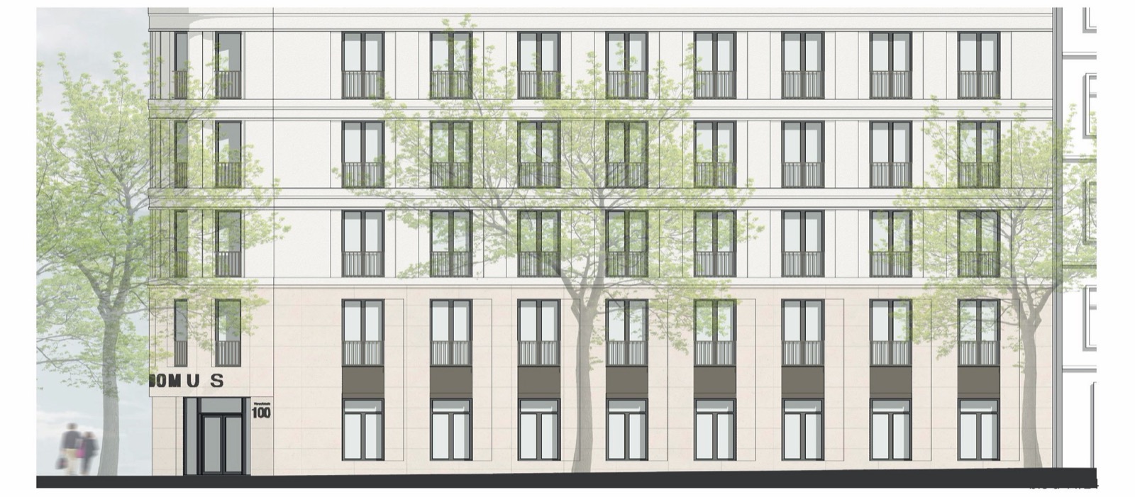 Au&szlig;enansicht Neubau Bismarckstra&szlig;e 100