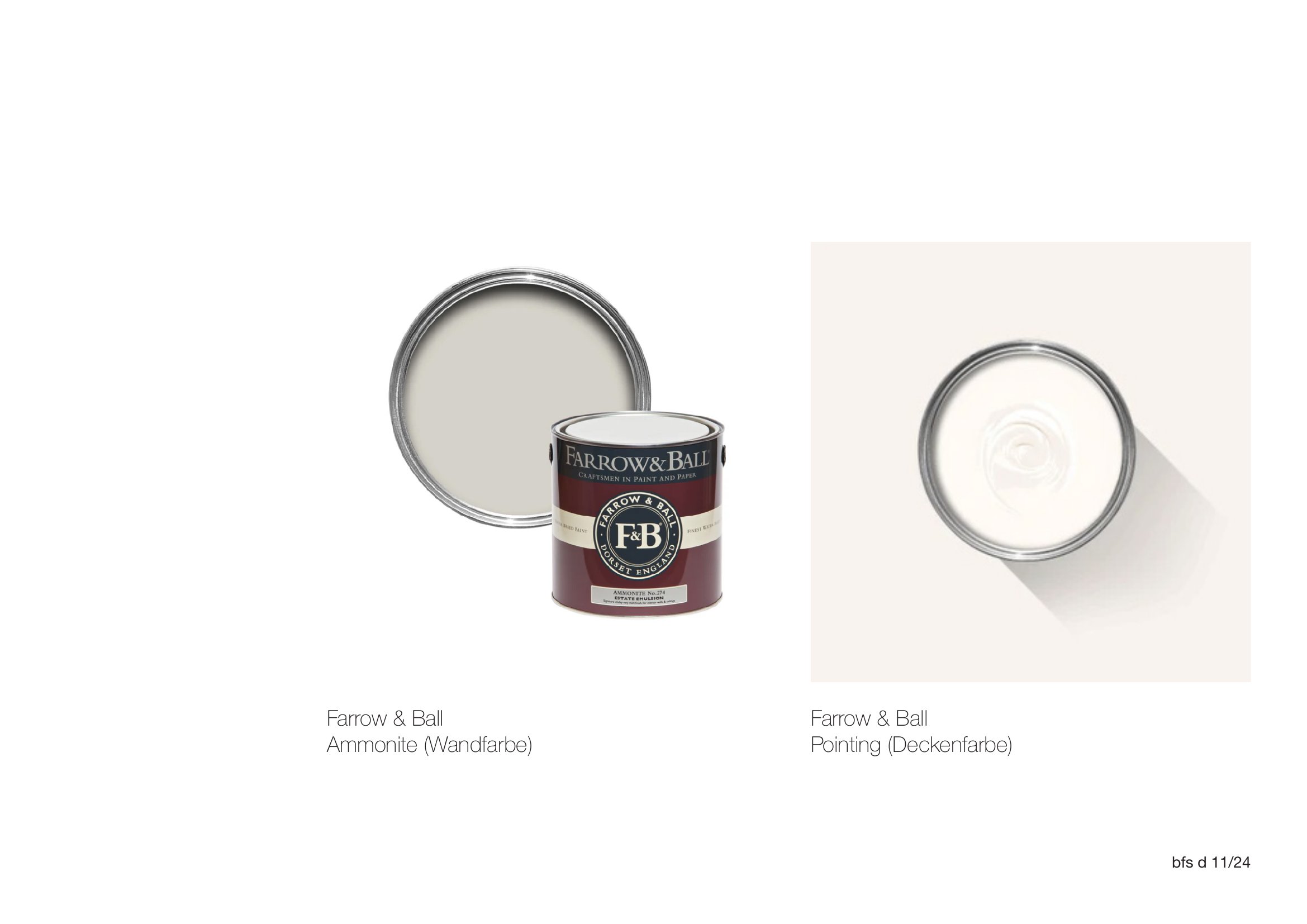 Farrow & Ball Ammonite Wandfarbe und Pointing Deckenfarbe