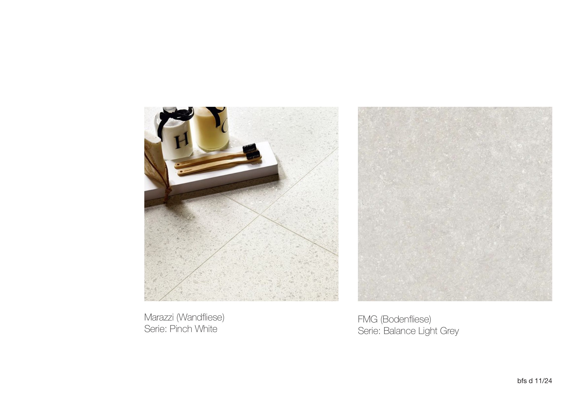 Marazzi Pinch White Wandfliese und FMG Balance Light Grey Bodenfliese